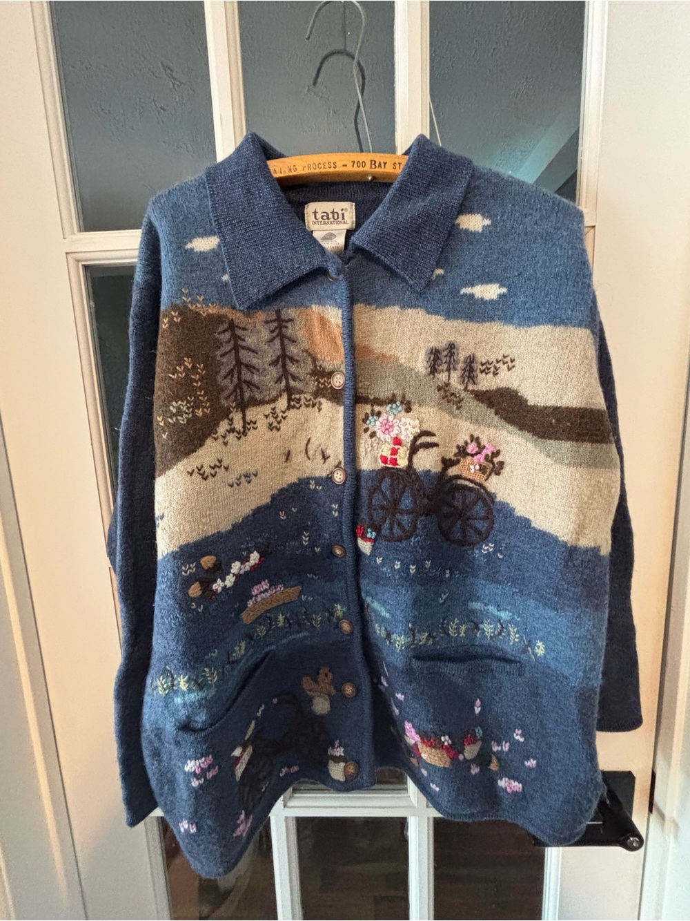 Vintage 80s Tabi Blue Scenic Wool Button-Front Jacket. Size xl